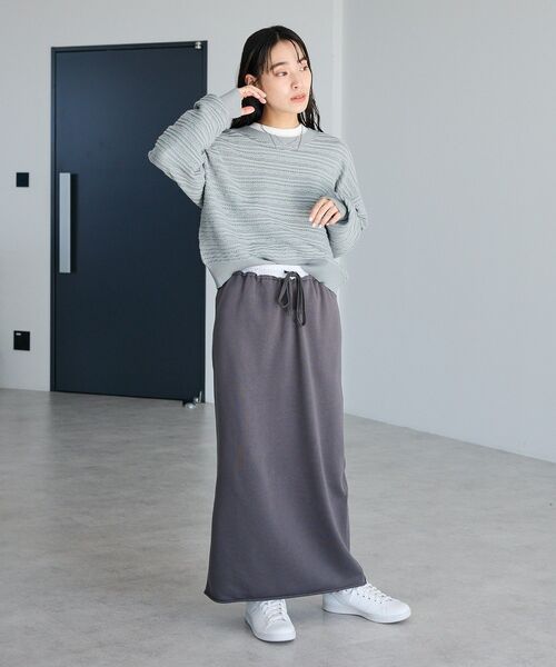 CRAFT STANDARD BOUTIQUE(クラフトスタンダードブティック)の「ダブルウエストカットソーロングスカート(スカート・レディース・ダークグレー/杢グレー・M/L)」の12枚目の写真