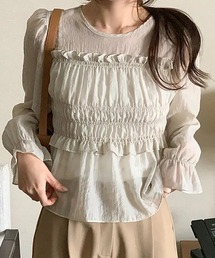 シアーフリルギャザーブラウス