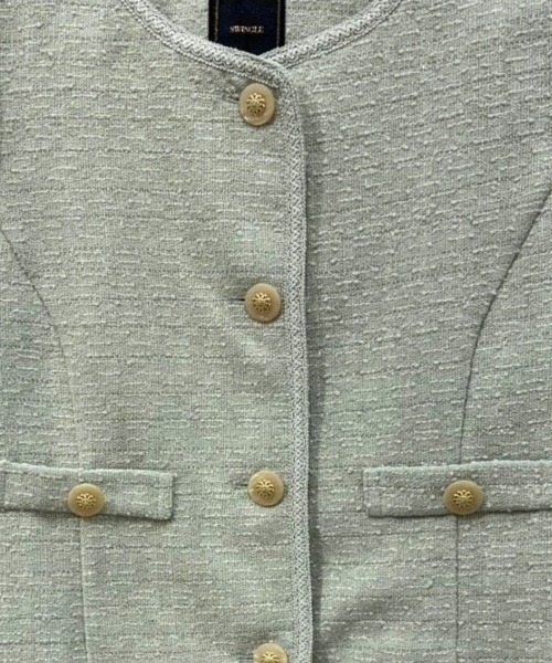 SWINGLE（スウィングル）の「【3/6(Fri)発売】ラメツイードノーカラージャケット（ノーカラージャケット・レディース・オフホワイト/ミント/イエロー・MEDIUM/SMALL）」の9枚目の写真