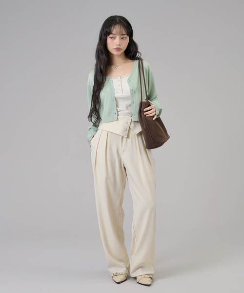 apres jour mignon（アプレジュールミニョン）の「ウエストフラップストレートパンツ（スラックス・レディース・アイボリー/ブラック/グリーン系その他・MEDIUM/LARGE/SMALL）」の4枚目の写真