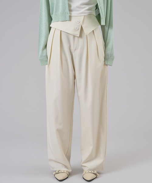 apres jour mignon（アプレジュールミニョン）の「ウエストフラップストレートパンツ（スラックス・レディース・アイボリー/ブラック/グリーン系その他・MEDIUM/LARGE/SMALL）」の7枚目の写真