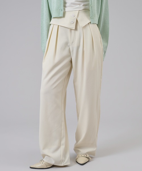 apres jour mignon（アプレジュールミニョン）の「ウエストフラップストレートパンツ（スラックス・レディース・アイボリー/ブラック/グリーン系その他・MEDIUM/LARGE/SMALL）」の8枚目の写真