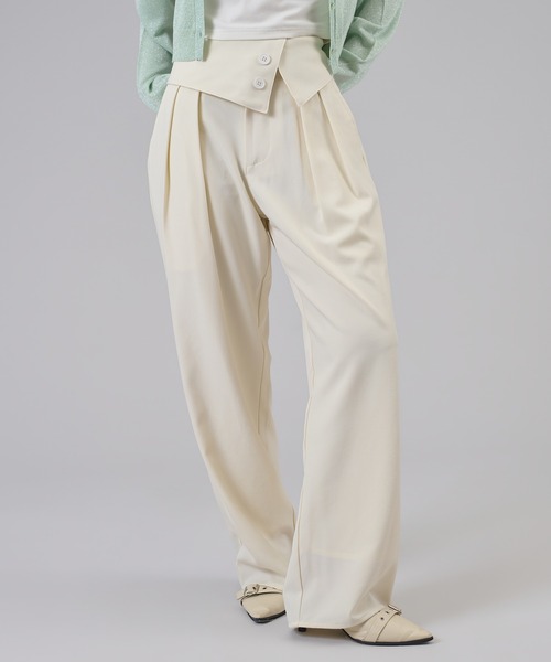 apres jour mignon（アプレジュールミニョン）の「ウエストフラップストレートパンツ（スラックス・レディース・アイボリー/ブラック/グリーン系その他・MEDIUM/LARGE/SMALL）」の9枚目の写真