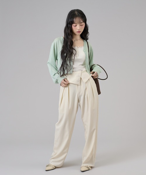 apres jour mignon（アプレジュールミニョン）の「ウエストフラップストレートパンツ（スラックス・レディース・アイボリー/ブラック/グリーン系その他・MEDIUM/LARGE/SMALL）」の12枚目の写真