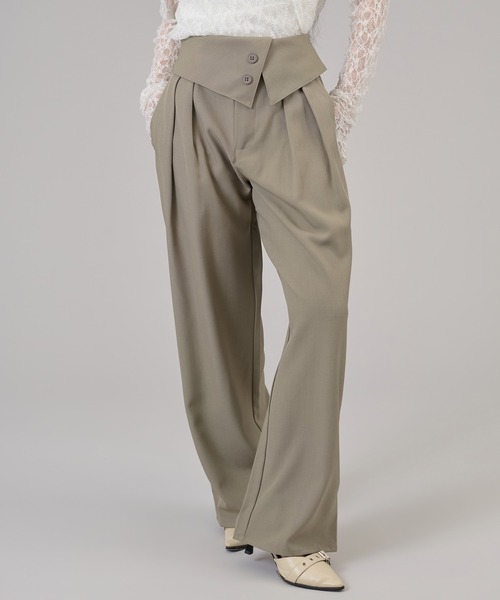 apres jour mignon（アプレジュールミニョン）の「ウエストフラップストレートパンツ（スラックス・レディース・アイボリー/ブラック/グリーン系その他・MEDIUM/LARGE/SMALL）」の21枚目の写真