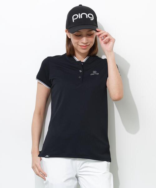 PING（ピン）の「【PING APPAREL】ラインリブ半袖カノコポロシャツ ＜PERFORMANCE＞ (LADIES)（ポロシャツ・レディース・ホワイト/ブラック・M/S/L/LL）」の3枚目の写真