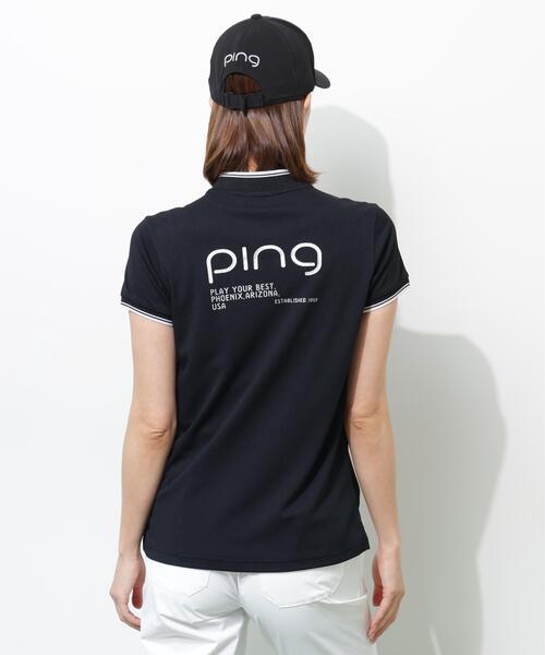 PING（ピン）の「【PING APPAREL】ラインリブ半袖カノコポロシャツ ＜PERFORMANCE＞ (LADIES)（ポロシャツ・レディース・ホワイト/ブラック・M/S/L/LL）」の4枚目の写真