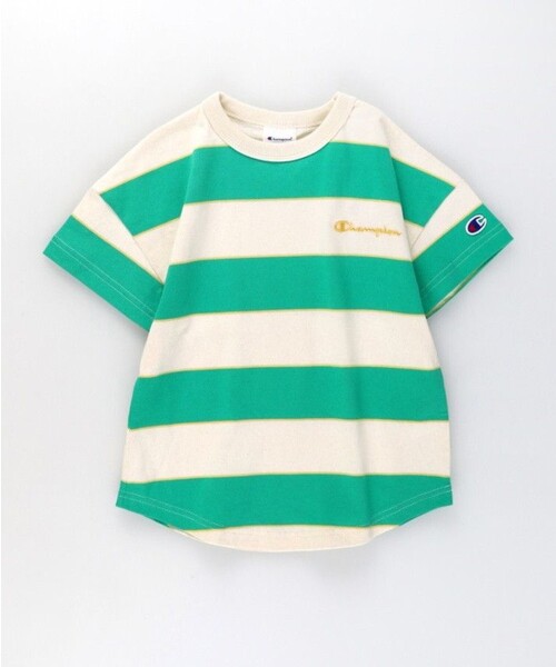 BRANSHES（ブランシェス）の「【Champion/チャンピオン】ボーダー半袖Tシャツ（Tシャツ/カットソー・キッズ・ブルー/ライトグリーン・130/120/150/100/140/110）」の2枚目の写真