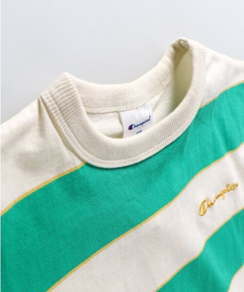BRANSHES（ブランシェス）の「【Champion/チャンピオン】ボーダー半袖Tシャツ（Tシャツ/カットソー・キッズ・ブルー/ライトグリーン・130/120/150/100/140/110）」の5枚目の写真