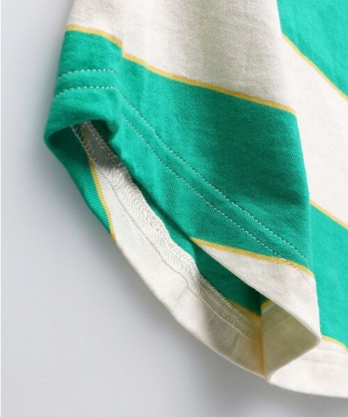 BRANSHES（ブランシェス）の「【Champion/チャンピオン】ボーダー半袖Tシャツ（Tシャツ/カットソー・キッズ・ブルー/ライトグリーン・130/120/150/100/140/110）」の8枚目の写真