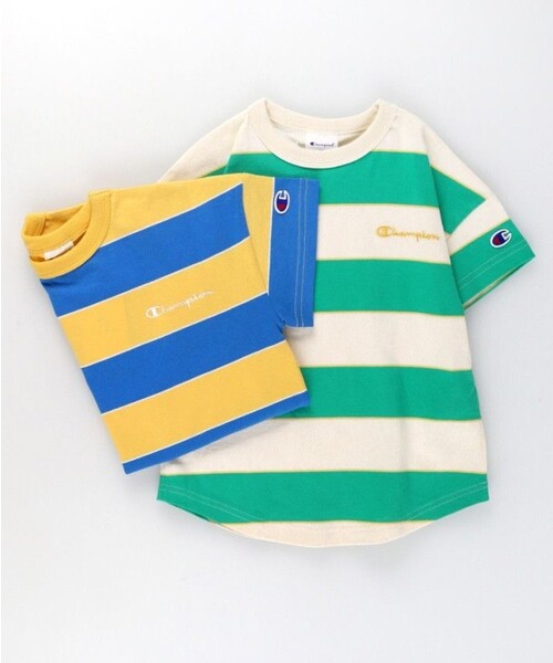 BRANSHES（ブランシェス）の「【Champion/チャンピオン】ボーダー半袖Tシャツ（Tシャツ/カットソー・キッズ・ブルー/ライトグリーン・130/120/150/100/140/110）」の10枚目の写真