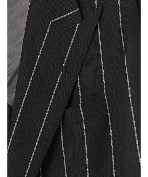 GOOVI（グービ）の「GOOVI／ダブルブレストジャケット／シェットランドウールブレンド／ワイドストライプ（スーツジャケット・メンズ・ブラック・3/2/1）」の3枚目の写真