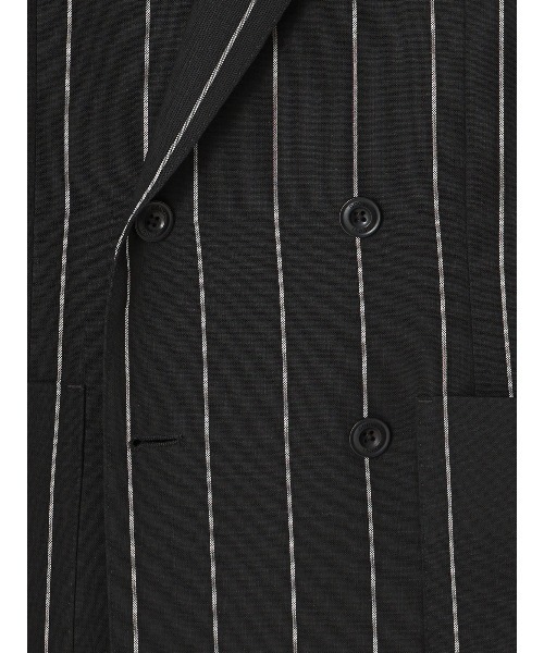 GOOVI（グービ）の「GOOVI／ダブルブレストジャケット／シェットランドウールブレンド／ワイドストライプ（スーツジャケット・メンズ・ブラック・3/2/1）」の5枚目の写真