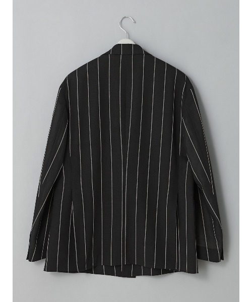 GOOVI（グービ）の「GOOVI／ダブルブレストジャケット／シェットランドウールブレンド／ワイドストライプ（スーツジャケット・メンズ・ブラック・3/2/1）」の9枚目の写真