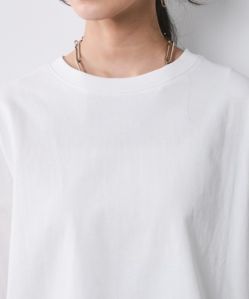 CHIC STYLE(シックスタイル)の「綿100%シンプルTシャツ<大きいサイズ有>シックスタイル(Tシャツ/カットソー・レディース・ブラック/オフホワイト・5L/4L/3L/LL/L/M)」の22枚目の写真