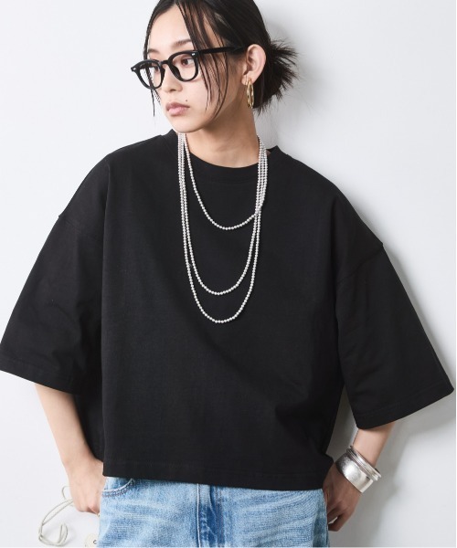 CHIC STYLE(シックスタイル)の「綿100%シンプルTシャツ<大きいサイズ有>シックスタイル(Tシャツ/カットソー・レディース・ブラック/オフホワイト・5L/4L/3L/LL/L/M)」の16枚目の写真