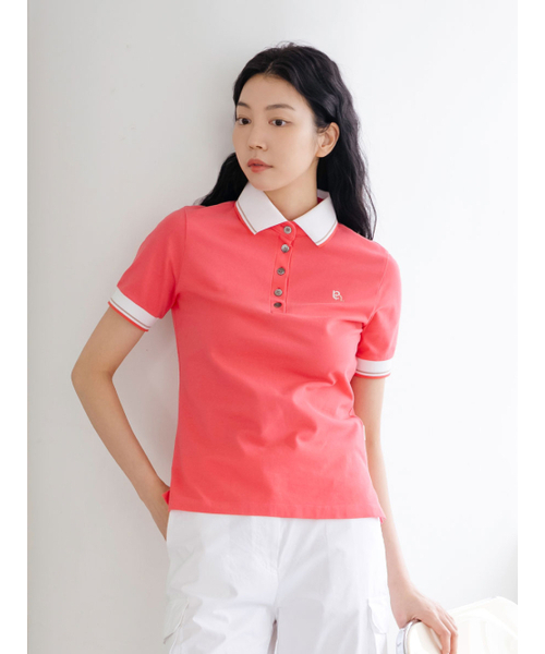NITINA(ニティナ)の「スリムPKカラーTシャツSM(ポロシャツ・レディース・オレンジ・SMALL/MEDIUM)」の2枚目の写真