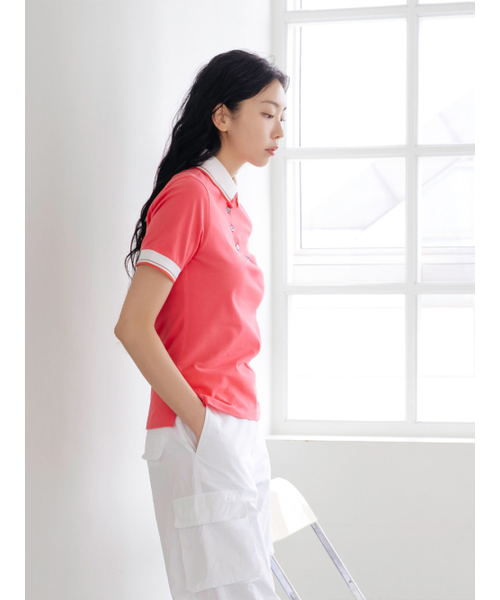 NITINA(ニティナ)の「スリムPKカラーTシャツSM(ポロシャツ・レディース・オレンジ・SMALL/MEDIUM)」の4枚目の写真