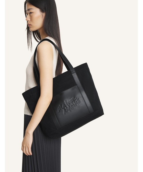 CANVAS AND LEATHER LARGE TOTE(トートバッグ)|Maison Kitsune CANVAS AND LEATHER LARGE TOTE(トートバッグ)|Maison Kitsune