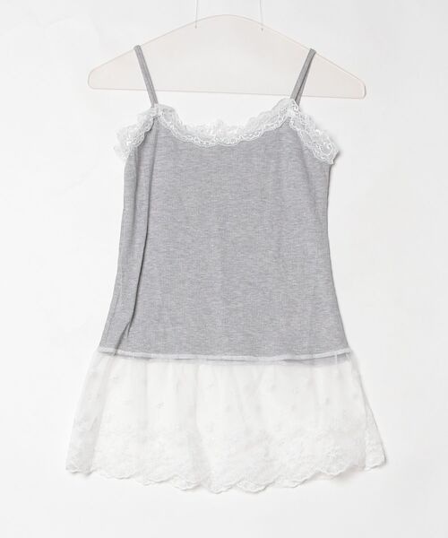 gossip！ロサンゼルス（ゴシップロサンゼルス）の「Y2Kヴィンテージ風 レースキャミバレエコア レイヤード（Tシャツ/カットソー・レディース・グレー・M）」の2枚目の写真