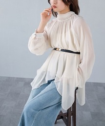 ドレープシフォンボウタイブラウス+ベルトset