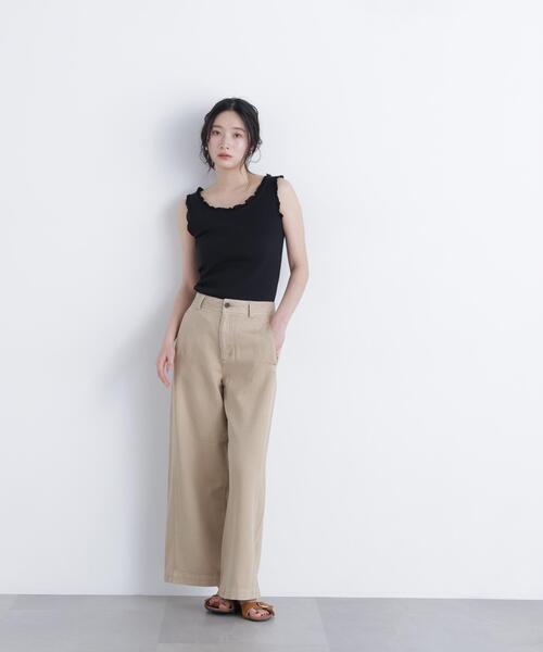 N.(N. Natural Beauty Basic)(エヌエヌナチュラルビューティーベーシック)の「フリルテレコカットソー(タンクトップ・レディース・ブラック/ブルー/オフホワイト・フリ-)」の9枚目の写真
