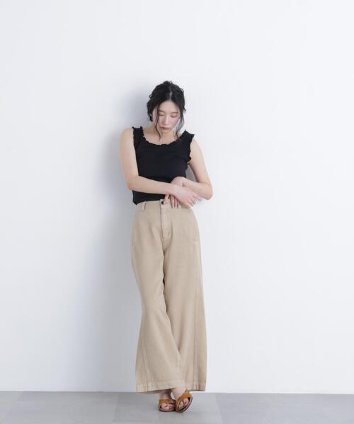 N.(N. Natural Beauty Basic)(エヌエヌナチュラルビューティーベーシック)の「フリルテレコカットソー(タンクトップ・レディース・ブラック/ブルー/オフホワイト・フリ-)」の13枚目の写真