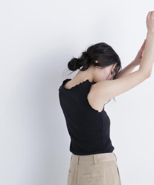 N.(N. Natural Beauty Basic)(エヌエヌナチュラルビューティーベーシック)の「フリルテレコカットソー(タンクトップ・レディース・ブラック/ブルー/オフホワイト・フリ-)」の14枚目の写真