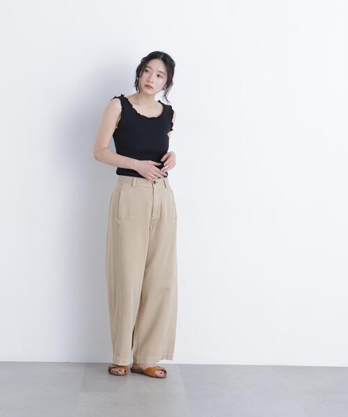 N.(N. Natural Beauty Basic)(エヌエヌナチュラルビューティーベーシック)の「フリルテレコカットソー(タンクトップ・レディース・ブラック/ブルー/オフホワイト・フリ-)」の15枚目の写真