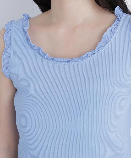 N.(N. Natural Beauty Basic)(エヌエヌナチュラルビューティーベーシック)の「フリルテレコカットソー(タンクトップ・レディース・ブラック/ブルー/オフホワイト・フリ-)」の5枚目の写真
