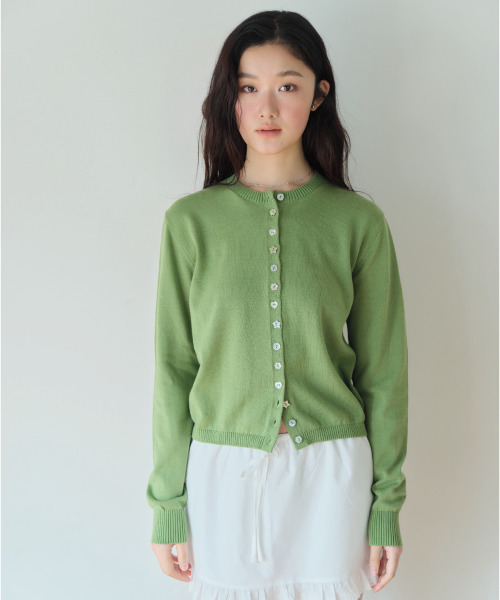 HOMEBODY THINGS（ホームバディ ティングズ）の「Soft Button Cardigan (GREEN)（カーディガン/ボレロ・レディース・その他・1/2）」の2枚目の写真
