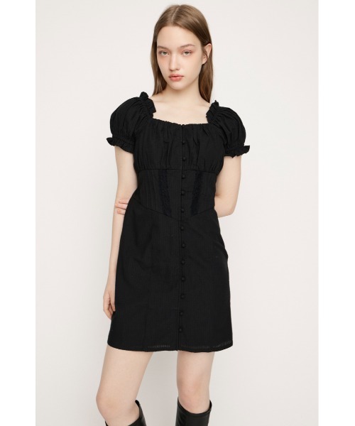 SLY（スライ）の「GATHER RIBBON S/OP ギャザーリボンミニワンピース 春服 夏服（ワンピース・レディース・ブラック/ブラウン/ネイビー・2/1）」の7枚目の写真