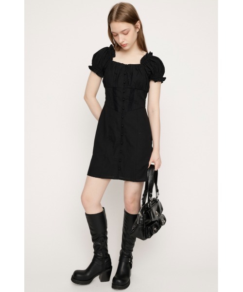 SLY（スライ）の「GATHER RIBBON S/OP ギャザーリボンミニワンピース 春服 夏服（ワンピース・レディース・ブラック/ブラウン/ネイビー・2/1）」の8枚目の写真