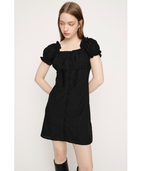 SLY（スライ）の「GATHER RIBBON S/OP ギャザーリボンミニワンピース 春服 夏服（ワンピース・レディース・ブラック/ブラウン/ネイビー・2/1）」の9枚目の写真