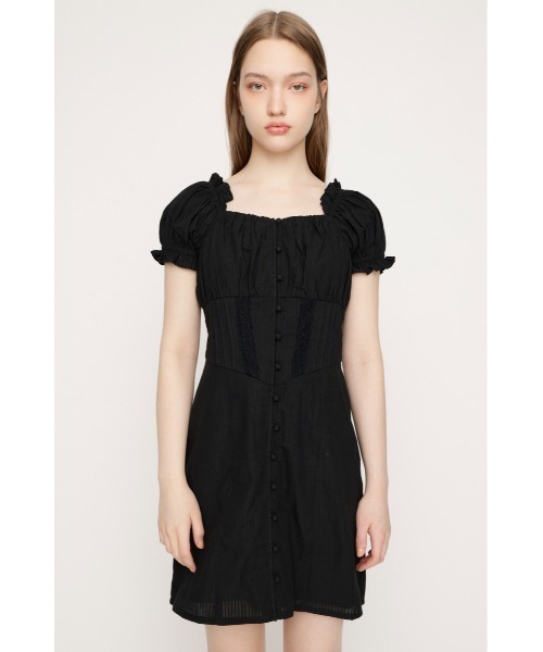 SLY（スライ）の「GATHER RIBBON S/OP ギャザーリボンミニワンピース 春服 夏服（ワンピース・レディース・ブラック/ブラウン/ネイビー・2/1）」の10枚目の写真