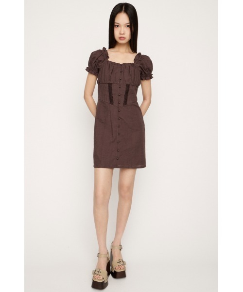 SLY（スライ）の「GATHER RIBBON S/OP ギャザーリボンミニワンピース 春服 夏服（ワンピース・レディース・ブラック/ブラウン/ネイビー・2/1）」の12枚目の写真
