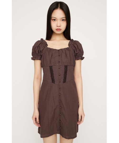 SLY（スライ）の「GATHER RIBBON S/OP ギャザーリボンミニワンピース 春服 夏服（ワンピース・レディース・ブラック/ブラウン/ネイビー・2/1）」の14枚目の写真