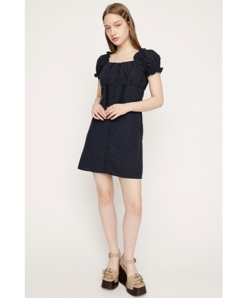 SLY（スライ）の「GATHER RIBBON S/OP ギャザーリボンミニワンピース 春服 夏服（ワンピース・レディース・ブラック/ブラウン/ネイビー・2/1）」の20枚目の写真