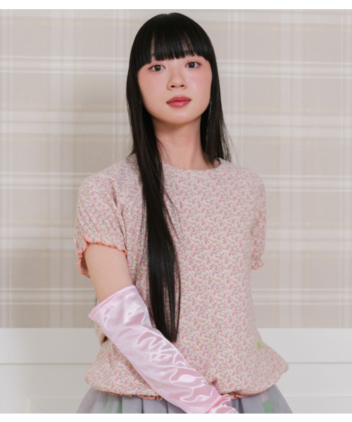 NICE GHOST CLUB(ナイスゴーストクラブ)の「FFATS FLOWER PUFF SHIRRING TEE_MIX(NG2GSUT585A)(Tシャツ/カットソー・レディース・ピンク・F)」の2枚目の写真