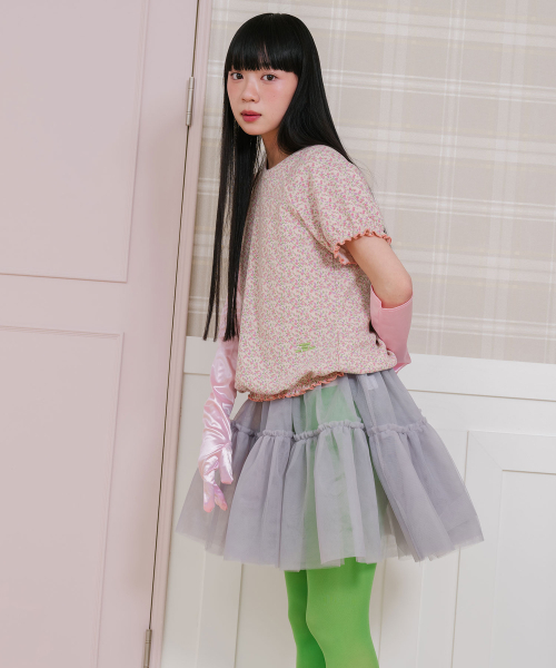 NICE GHOST CLUB(ナイスゴーストクラブ)の「FFATS FLOWER PUFF SHIRRING TEE_MIX(NG2GSUT585A)(Tシャツ/カットソー・レディース・ピンク・F)」の3枚目の写真