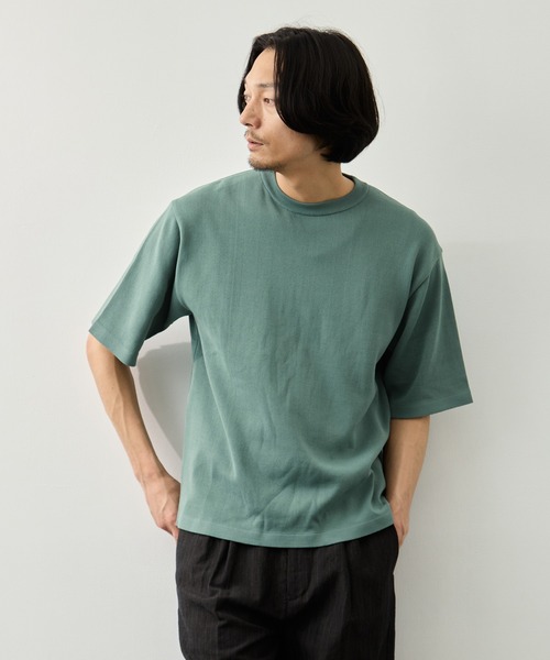 CITY TOKYO(シティトウキョウ)の「【CITY TOKYO】Joint knit リラックスTee(Tシャツ/カットソー・メンズ・オフホワイト/ライトブルーグレー/ミント/ネイビー・1/2)」の1枚目の写真