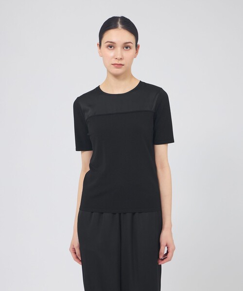 EPOCA(エポカ)の「サテンコンビニット プルオーバー(Tシャツ/カットソー・レディース・ブラック/ホワイト系その他・40)」の2枚目の写真