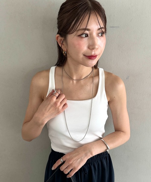 MYMOOD.(マイムード)の「カップ付きスタイリッシュタンクトップ 普段着からトレーニングウェアにも◎(タンクトップ・レディース・ベージュ/ホワイト/ライトグレー/ネイビー/ブラック・FREE)」の14枚目の写真