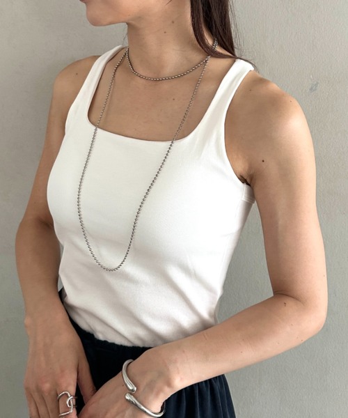 MYMOOD.(マイムード)の「カップ付きスタイリッシュタンクトップ 普段着からトレーニングウェアにも◎(タンクトップ・レディース・ベージュ/ホワイト/ライトグレー/ネイビー/ブラック・FREE)」の7枚目の写真