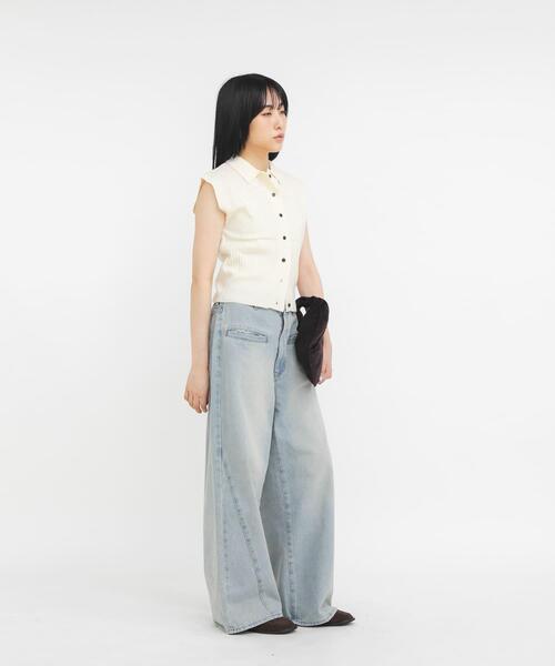 KBF(ケイビーエフ)の「WIDEレッグアジャストデニム(デニムパンツ・レディース・ブルー/ライトブルー・36/38)」の21枚目の写真