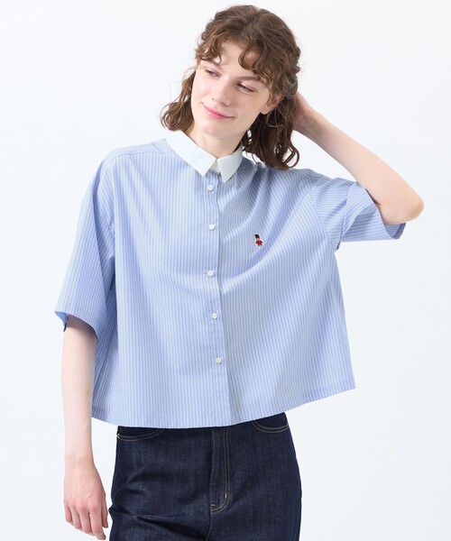 MACKINTOSH PHILOSOPHY（ﾏｯｷﾝﾄｯｼｭ ﾌｨﾛｿﾌｨｰ）の「バッキンガムベア クレリックハーフスリーブシャツ（シャツ/ブラウス・レディース・ダークネイビー/ブルー系その他3/ブルー・38/36）」の2枚目の写真