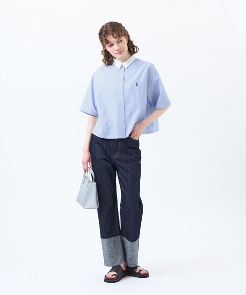 MACKINTOSH PHILOSOPHY（ﾏｯｷﾝﾄｯｼｭ ﾌｨﾛｿﾌｨｰ）の「バッキンガムベア クレリックハーフスリーブシャツ（シャツ/ブラウス・レディース・ダークネイビー/ブルー系その他3/ブルー・38/36）」の4枚目の写真