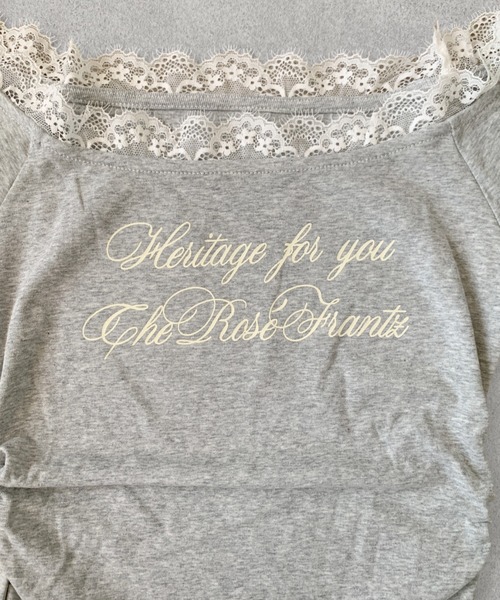 SHEPP(シープ)の「チョーカー風レースネック ロゴプリント オフショルTシャツ 半袖T(Tシャツ/カットソー・レディース・グレー・F)」の5枚目の写真