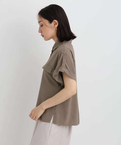 Andemiu(アンデミュウ)の「ポケツキキンボタンシャツ680484(シャツ/ブラウス・レディース・ブラック/オフホワイト/ライトカーキ・FREE)」の15枚目の写真