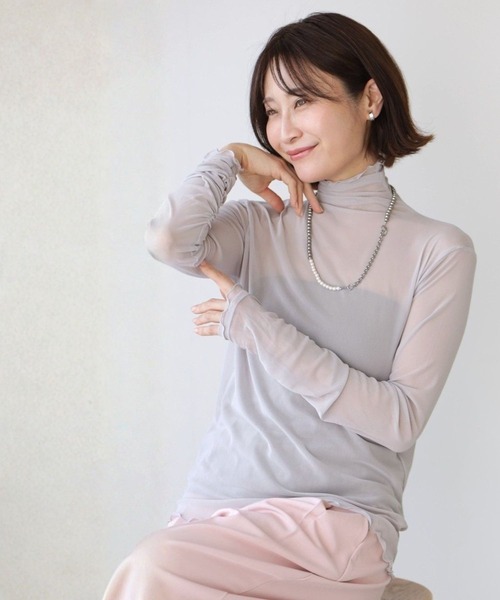 Ehre style（エーレスタイル）の「さり気なシアーで 肌隠し インナー（Tシャツ/カットソー・レディース・ホワイト/ブラック/グレー・FREE）」の2枚目の写真